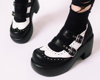 Black & White Brogue Bubble Mary Jane