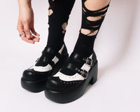 Black & White Brogue Bubble Mary Jane