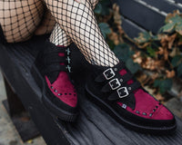 Black & Burgundy 3-Buckle Pointed Creeper Boot