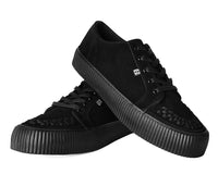 Black Suede Lace-Up Creeper Sneaker