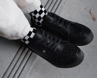 Black Leather Lace-Up Creeper Sneaker