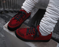 Red Suede Lace-Up Creeper Sneaker