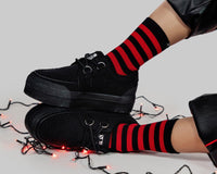 Black Canvas Interlace Platform Creeper Sneaker