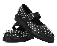 Black TUKskin Pointed Spike Mary Jane