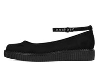 Black Pointed Ballet Ankle Strap Creeper