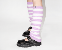 Purple & White Stripe Knit Leg Warmer