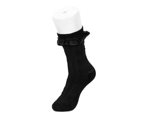 Black Rose Silk Trim Sock