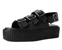 Black Faux Suede 3-Buckle Mondo Sandal