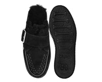 Black Suede Wool Creeper Mule