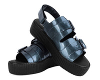 Grey Patent 2-Buckle Sandal