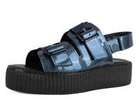 Grey Patent 2-Buckle Sandal