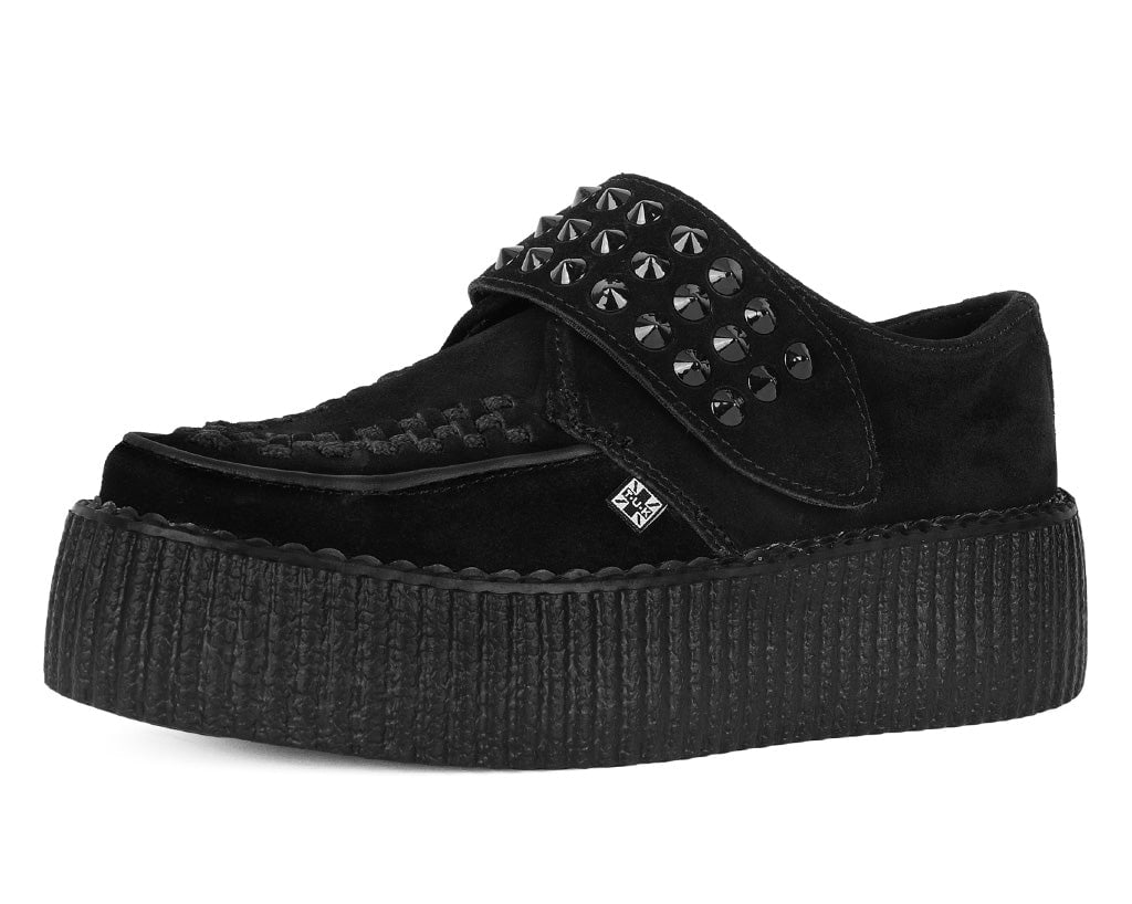 Black Suede Studded Strap Viva Mondo Creeper