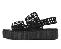 Black Suede Flat Stud Viva Mondo Sandal