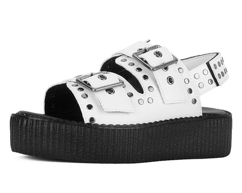 White TUKskin Flat Stud Viva Mondo Sandal