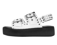 White TUKskin Flat Stud Viva Mondo Sandal