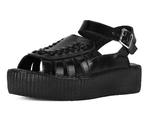 Black Leather Interlace Viva Mondo Sandal