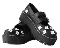 Black & White TUKskin™ Flower Double Decker Mary Jane