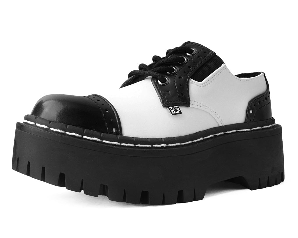 Black & White TUKskin™ Contrast Stitch Double Decker Brogue