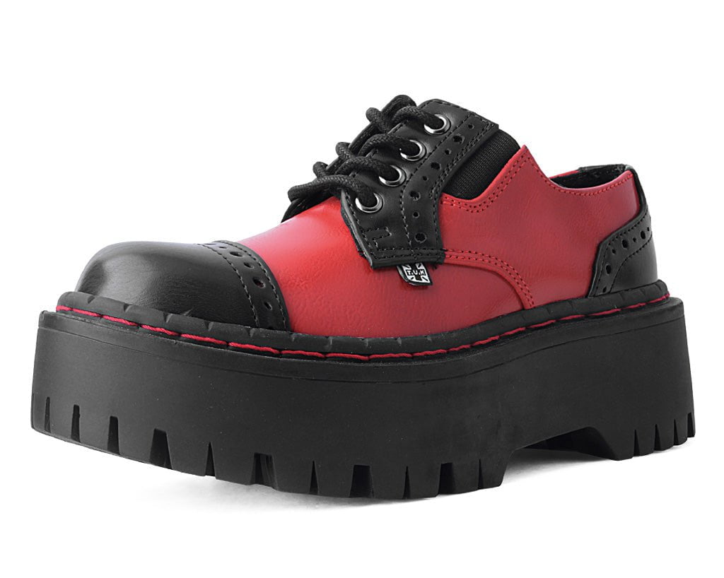 Black & Red Contrast Stitch Double Decker Brogue