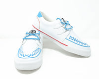 White TUKskin™ Blue & Red Trim Interlace Sneaker