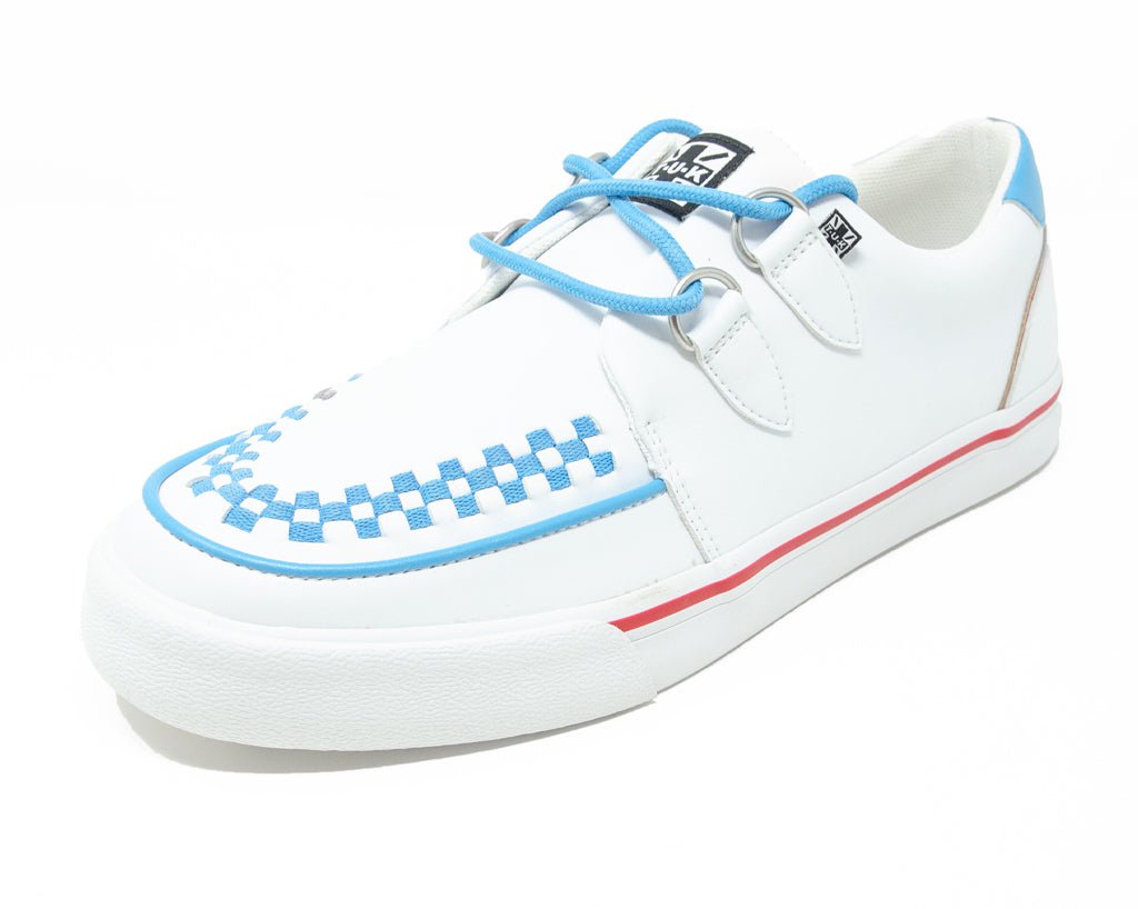 White TUKskin™ Blue & Red Trim Interlace Sneaker