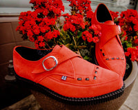 Red Suede Pointed Creeper