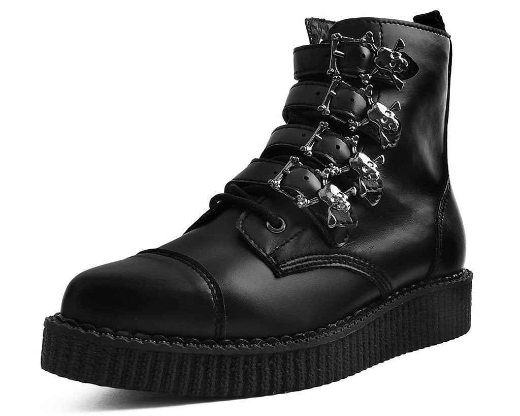 Black TUKskin™ Skull Buckle Pointed Boot