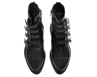 Black TUKskin™ Skull Buckle Pointed Boot