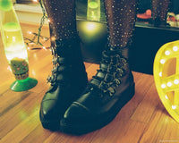 Black TUKskin™ Skull Buckle Pointed Boot