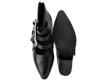 Black Western Buckle Cuban Block Heel 