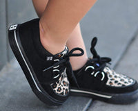 Black & Leopard 2-Ring Creeper Toddler Sneaker