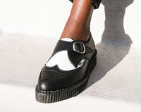 Black & White Vegan TUKskin™ Wing Buckle Pointed Creeper