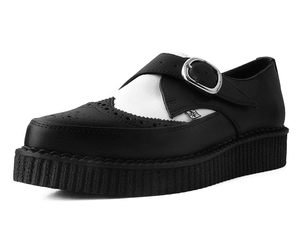 Black & White Vegan TUKskin™ Wing Buckle Pointed Creeper