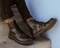 Black Waxy 7-Eye Capped Toe Boot