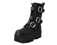 Black 12-Eye 3-Strap Dino Boot