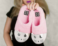 Pink & White Fuzzy Kitty Slipper