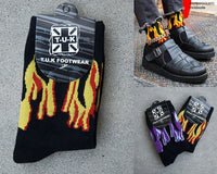 Black Red & Yellow Flame Socks