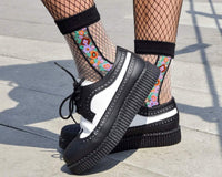 Black Stripe Floral Sheer Sock