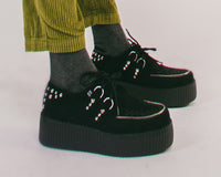 Black Suede Zipper Studded Mondo Creeper