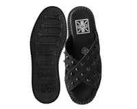 Black TUKskin™ Cross Strap Studded Sandal