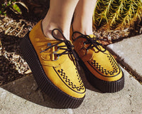 Mustard Faux Suede D-Ring Interlace Viva High Creeper