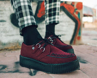 Burgundy Faux Suede Interlace Mondo Creeper