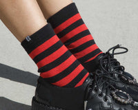 Red & Black Stripe T.U.K Women's Sock